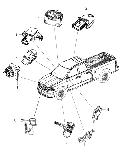 2014 Ram 2500 Sensor-Ride Height Diagram for 68145964AC