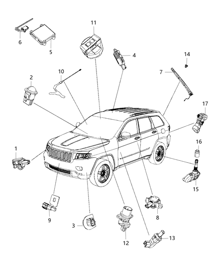 2015 Jeep Grand Cherokee Tire Pressure Sensor Diagram for 56029400AE