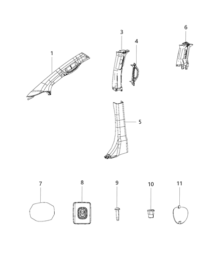 2020 Dodge Grand Caravan Molding-C Pillar Diagram for 6RX01DX9AA