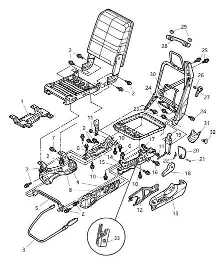 1998 Dodge Ram 2500 Quad & Club Cab Adjusters, Recliners Diagram