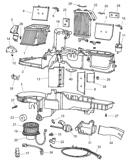 2001 Dodge Ram 2500 Quad & Club Cab Air Conditioner & Heater Unit Diagram