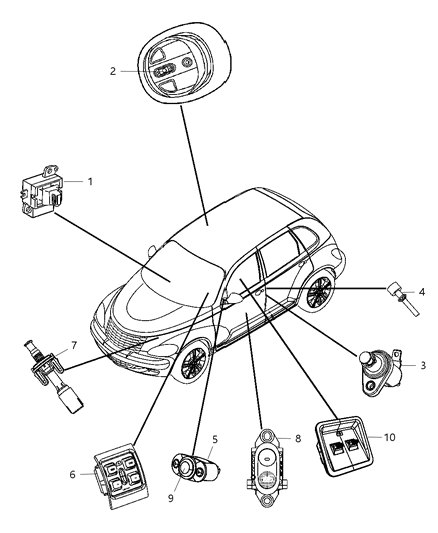 2008 Chrysler PT Cruiser Switches Body Diagram