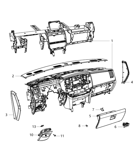 2010 Dodge Ram 4500 Instrument Panel & Structure Diagram