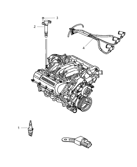 2009 Dodge Durango Spark Plugs, Ignition Cables And Coils Diagram