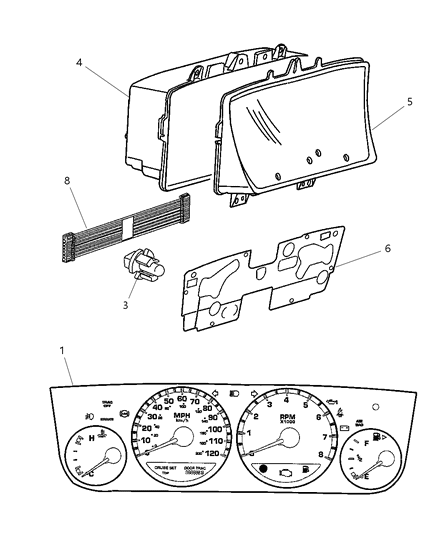 2000 Dodge Neon Cluster, Instrument Panel Diagram