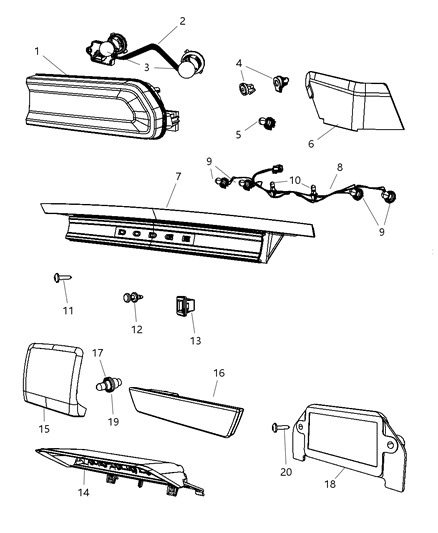 2008 Dodge Challenger Lamp-Tail Stop Turn Diagram for 5028781AA