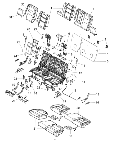 2014 Jeep Grand Cherokee Rear Seat - Split Seat Diagram 2