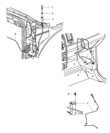 2009 Chrysler Aspen Antenna-Base Cable And Bracket Diagram for 5064607AA