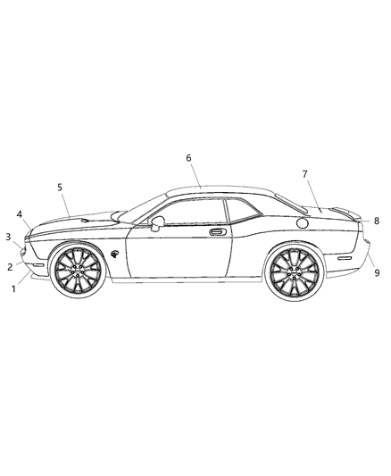 2019 Dodge Challenger Decal-Hood Diagram for 6TV53RXAAA