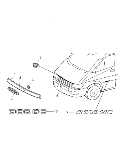 2006 Dodge Sprinter 2500 Nameplate Diagram for 55077300AA