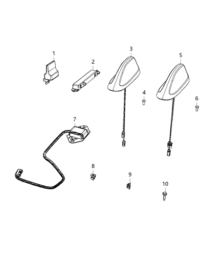 2021 Ram 1500 Antenna-Cable & Base Assembly Diagram for 68487209AA