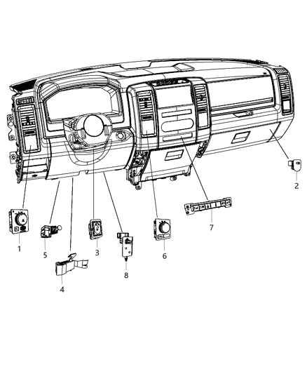 2012 Ram 3500 Switches - Instrument Panel Diagram