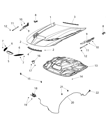 2016 Dodge Charger Hood Hinge Diagram for 55113551AF