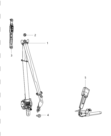 2016 Dodge Charger Front Inner Seat Belt Diagram for 1TR581X9AE