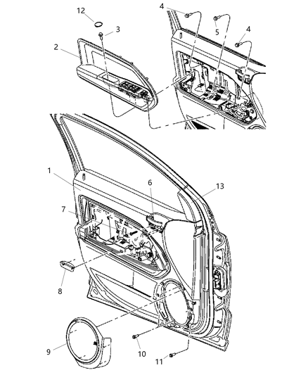 2007 Jeep Compass Panel-Door Trim Front Diagram for 1FJ941KAAA