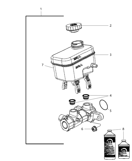 2011 Jeep Wrangler Brake Master Cylinder Diagram for 68057474AB