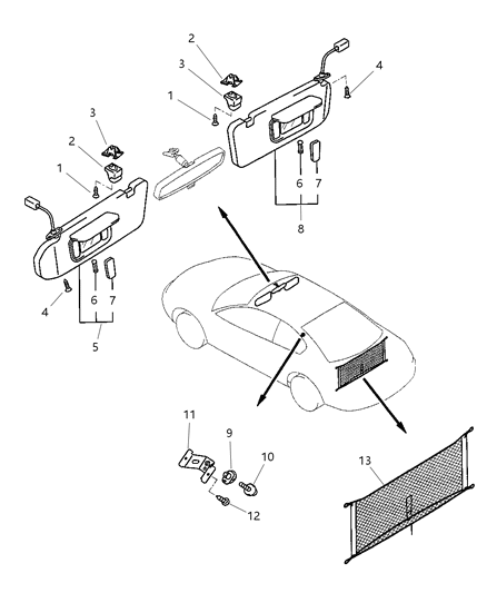 2001 Chrysler Sebring Coupe Sunvisor Diagram