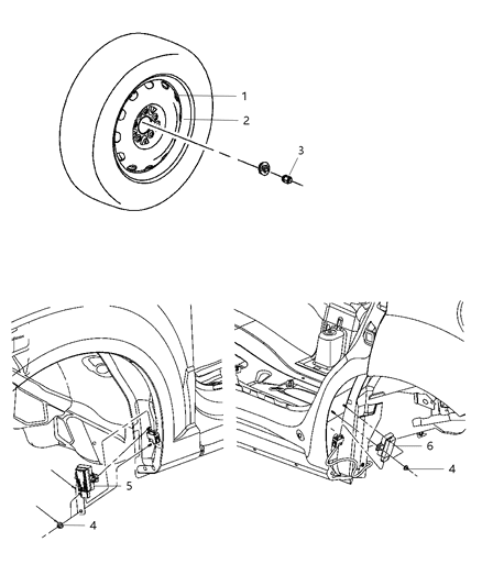 2009 Jeep Compass Wheels & Hardware Diagram