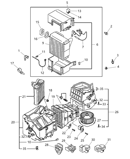 1998 Chrysler Sebring Coupe Air Conditioner & Heater Unit Diagram