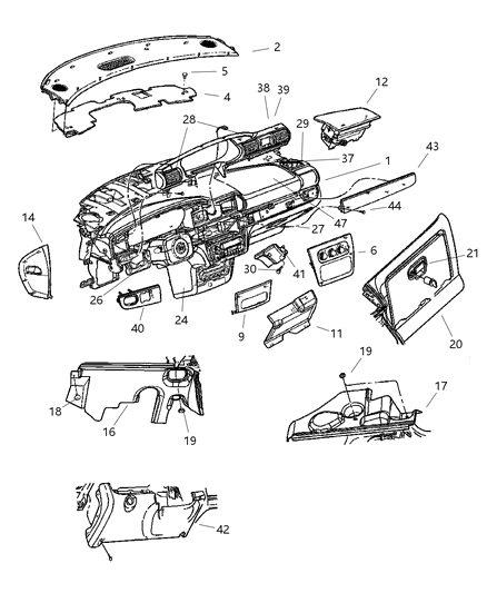 2002 Chrysler Sebring Bracket-Instrument Panel Diagram for 4595757AA