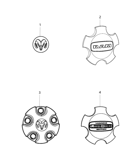 2016 Ram 1500 Wheel Covers & Center Caps Diagram