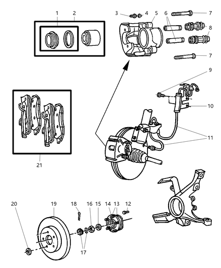 2000 Chrysler Town & Country Front Brakes Diagram