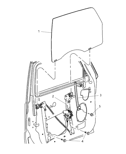 2007 Jeep Commander Front Right Window Motor Diagram for 55396480AF