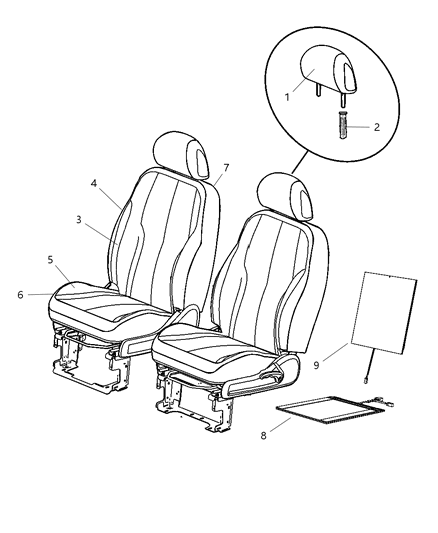 2009 Chrysler PT Cruiser Front Seats - Bucket Diagram 2