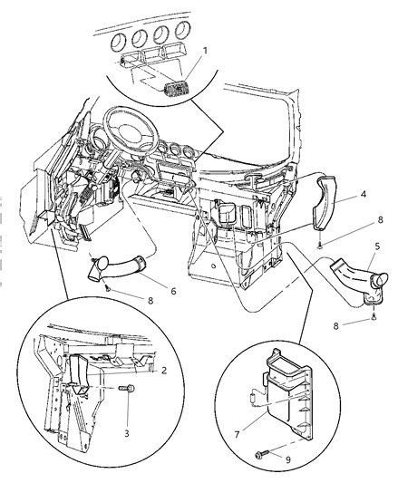 1999 Dodge Viper Vent-A/C Duct Right Diagram for 4763113