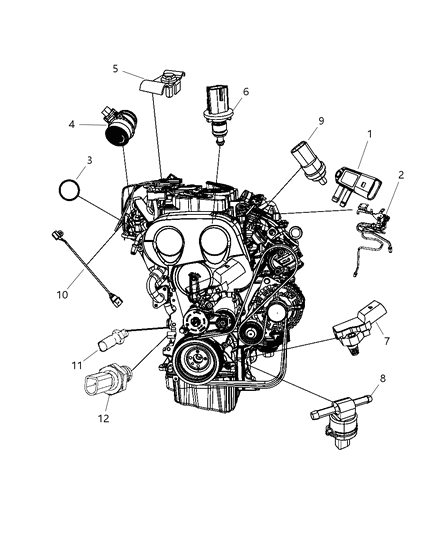 2010 Dodge Journey Sensors - Engine Diagram 1