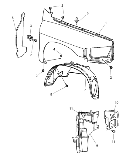 2005 Dodge Ram 1500 Front Fender Diagram