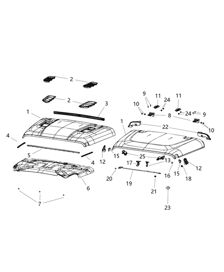 2018 Jeep Wrangler Hood Panel Diagram for 68281973AC