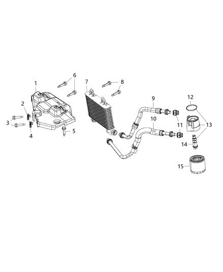 2021 Jeep Grand Cherokee Engine Oil Cooler & Hoses/Tubes Diagram 1