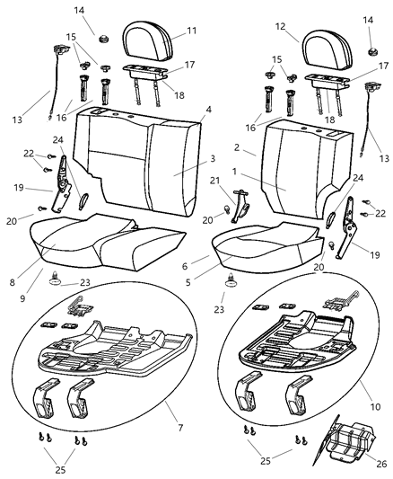 1999 Jeep Grand Cherokee Cover Headrest Sleeve Diagram for 5013172AA