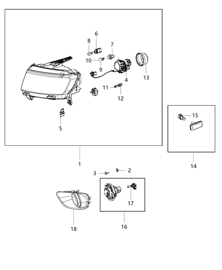 2016 Jeep Compass Headlamp Left Diagram for 5272919AC