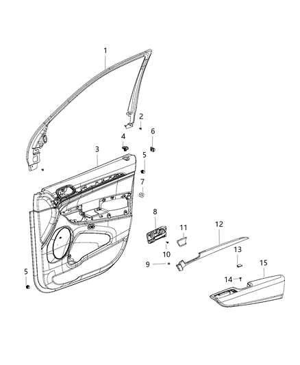 2019 Jeep Grand Cherokee Panel-Front Door Trim Diagram for 6TJ631R9AA