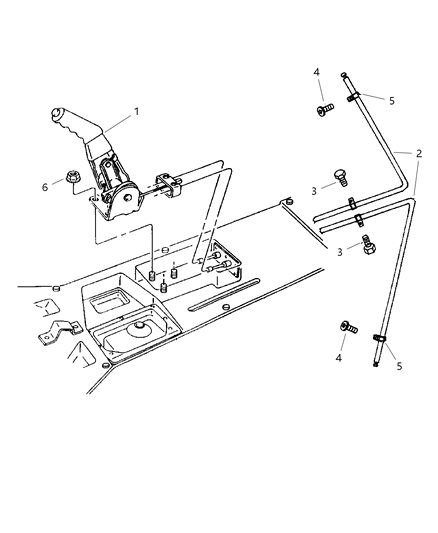 1998 Dodge Viper Lever Assembly & Cables Parking Brake Diagram