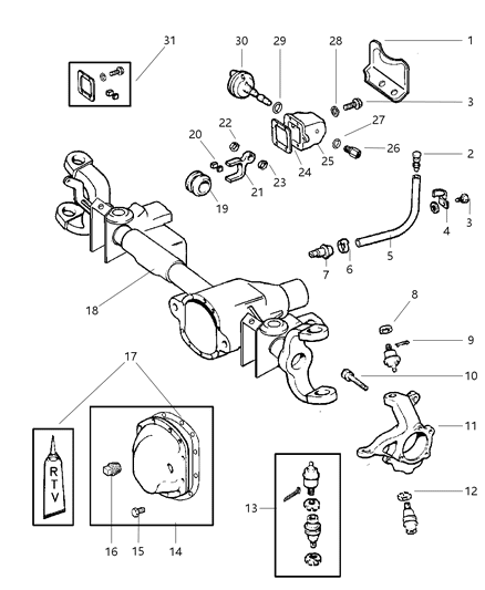 2000 Dodge Ram 1500 Regular Cab Front Axle Housing Diagram