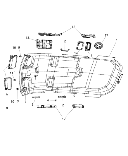 2009 Dodge Journey RETAINER-Overhead Console Diagram for 68046077AA