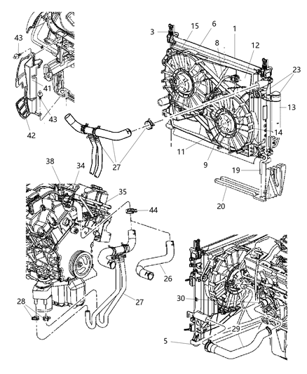 2006 Dodge Magnum Radiator & Related Parts Diagram 1