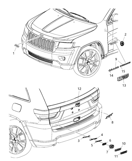 2016 Jeep Grand Cherokee NAMEPLATE-Hood Diagram for 68268156AB