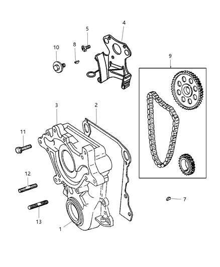 1999 Dodge Ram 1500 Timing Gear & Cover Diagram 1