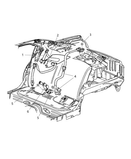 2004 Chrysler Sebring Rear Seat Belts-Buckle End Diagram for SP431T5AA