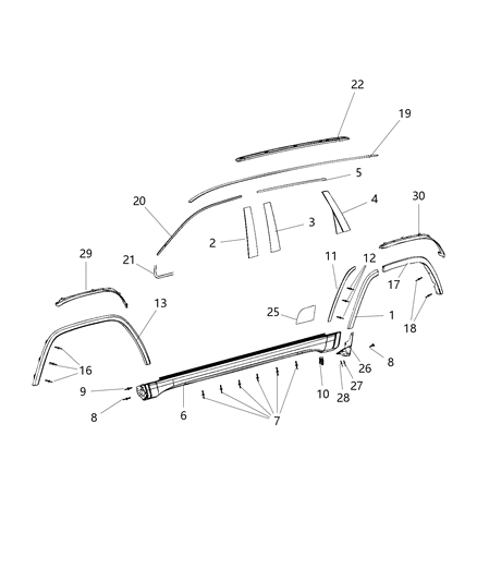 2018 Jeep Grand Cherokee Molding-Door SILL Diagram for 1VN71LAUAC