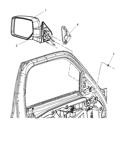 2008 Jeep Liberty Left Door Mirror Diagram for 57010077AB