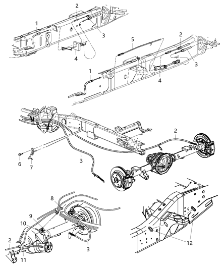 2018 Ram 4500 Park Brake Cables, Rear Diagram