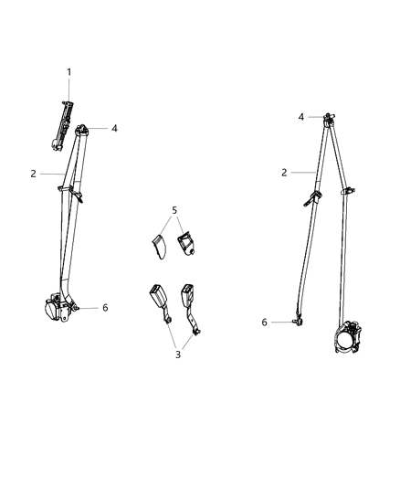 2016 Dodge Journey Seat Belts, Front Diagram