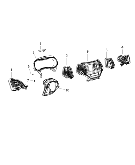 2020 Jeep Cherokee Instrument Panel - Trim Diagram