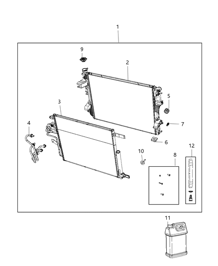 2019 Ram 1500 Cooling Modules, Radiator, Condenser And Related Parts Diagram 2