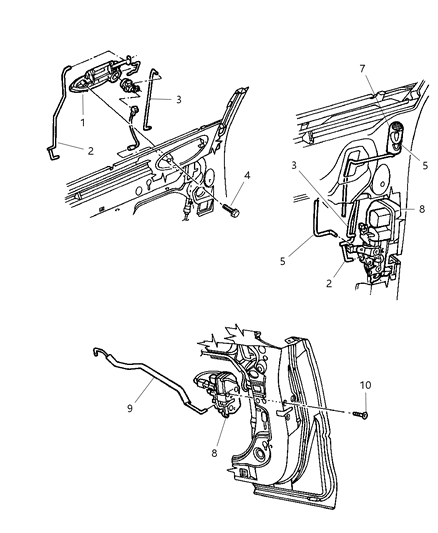 1999 Chrysler LHS Door, Front Exterior Handle & Links Diagram